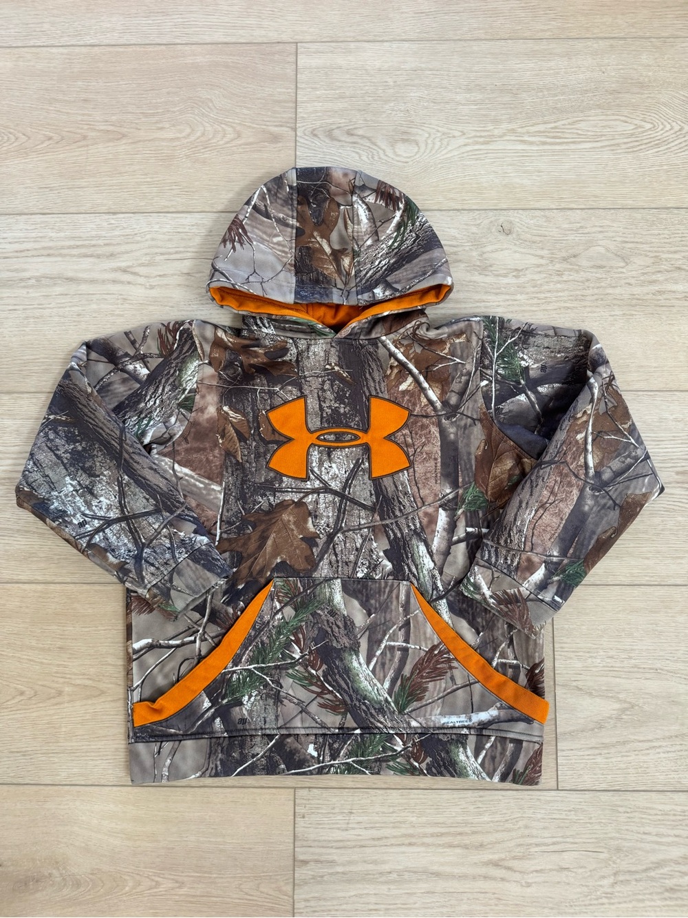 Under Armour Youth Medium Realtree Camo Orange Logo Fleece Hoodie NWOT